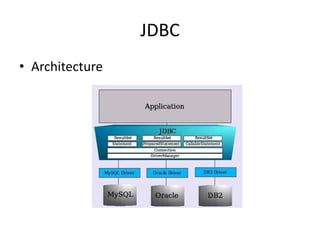 JDBC
• Architecture
 