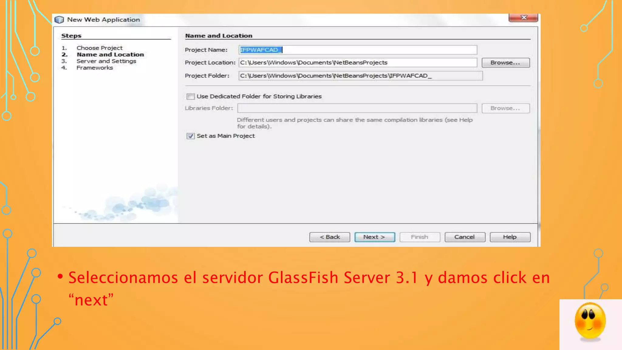 • Seleccionamos el servidor GlassFish Server 3.1 y damos click en
“next”
 