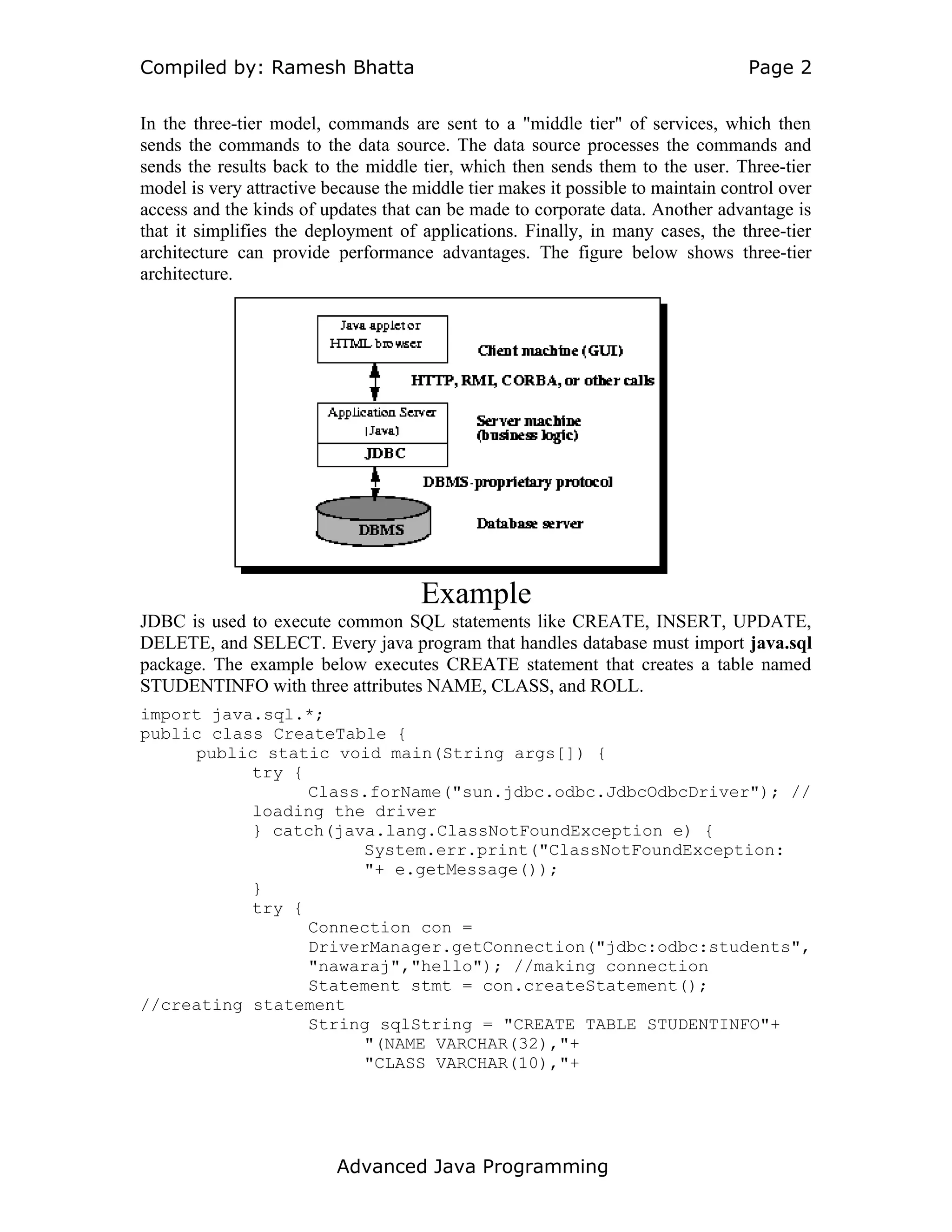 Java database connectivity notes for undergraduate | DOC