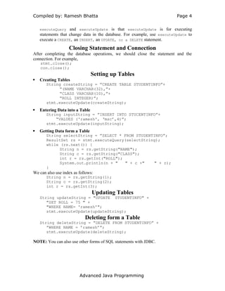Java database connectivity notes for undergraduate | DOC