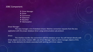 JDBC java connection to communicate with the java | PDF
