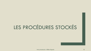 LES PROCÉDURES STOCKÉS
Prof y.boukouchi - ENSA d'Agadir 29
 