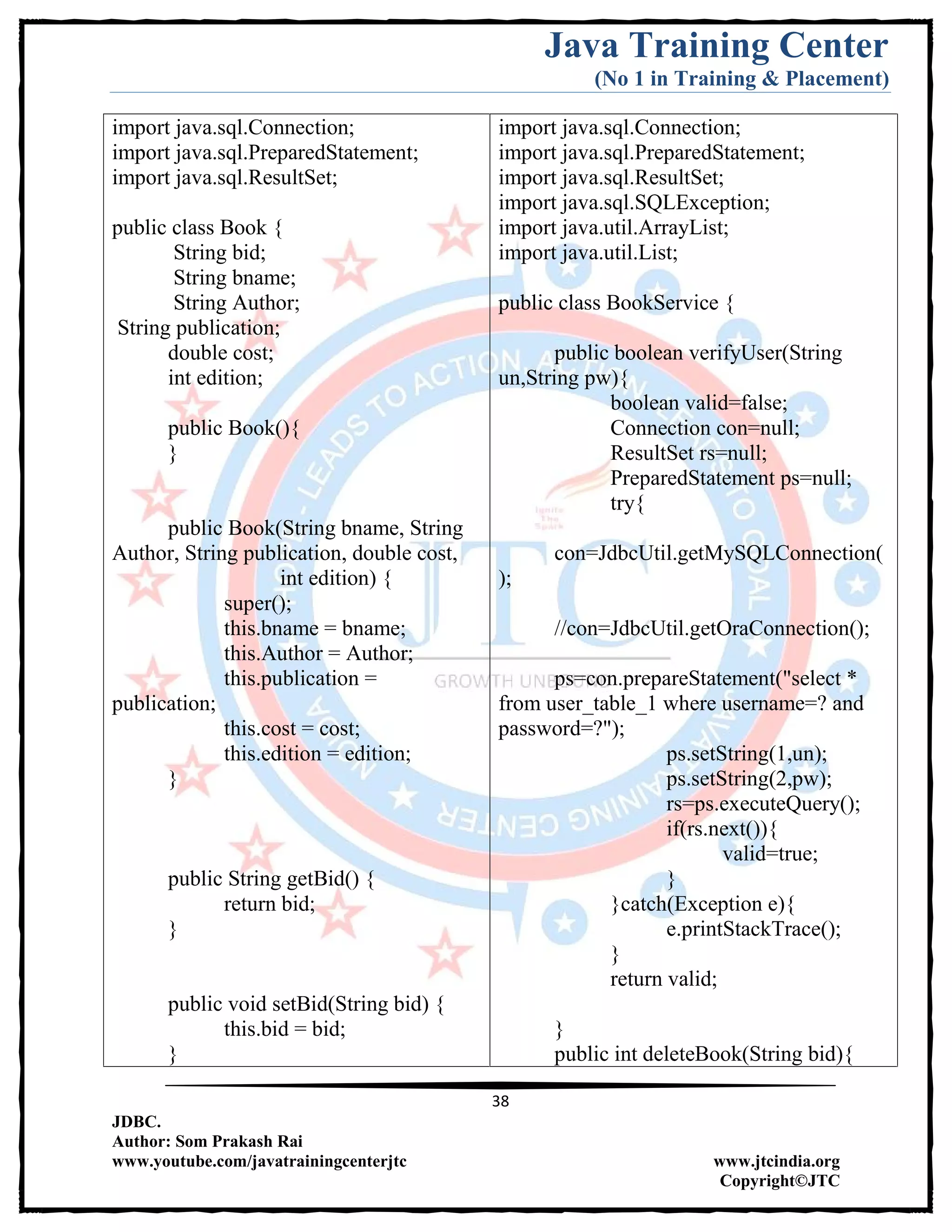 Jdbc Complete Notes by Java Training Center (Som Sir) | PDF