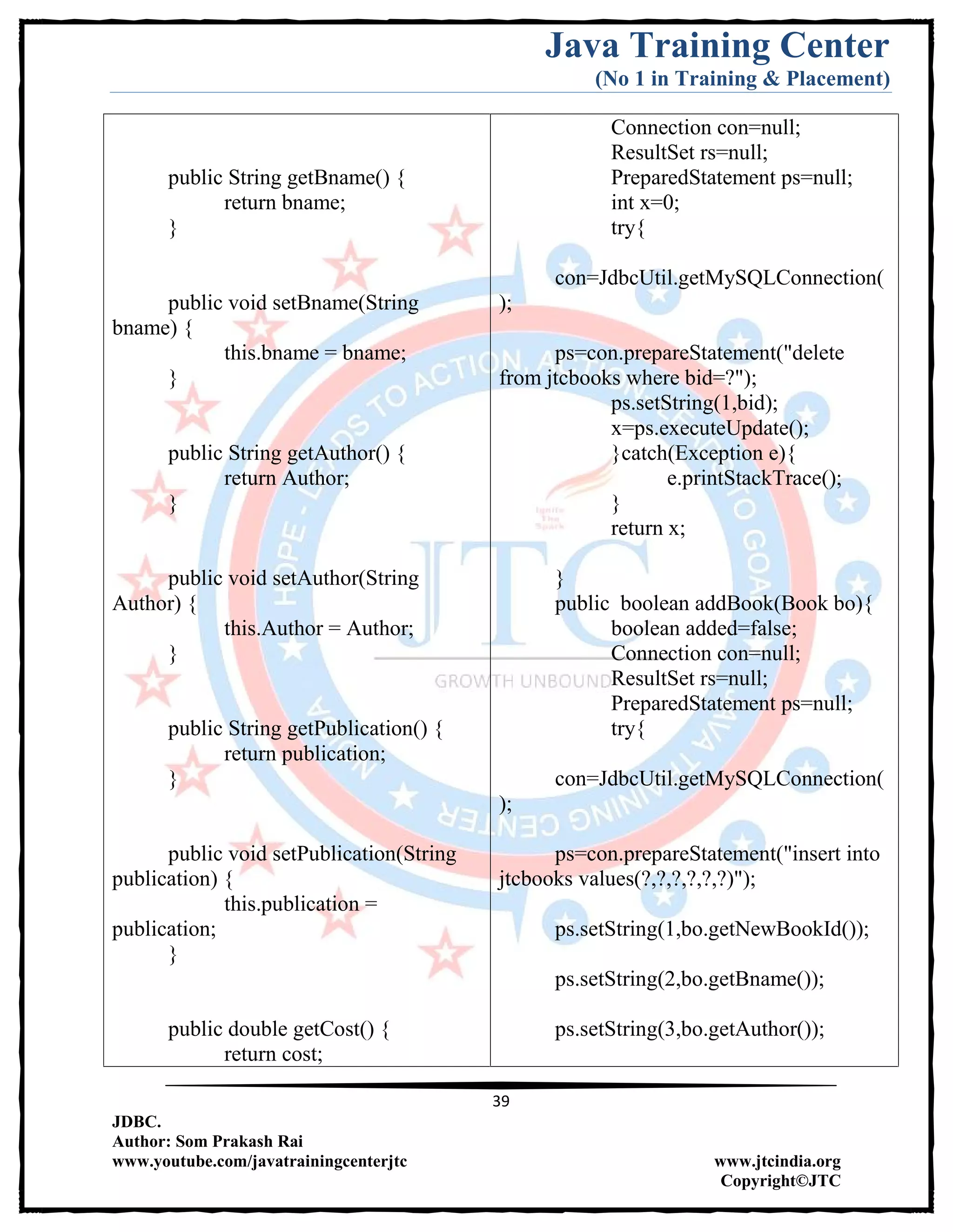 Jdbc Complete Notes by Java Training Center (Som Sir) | PDF
