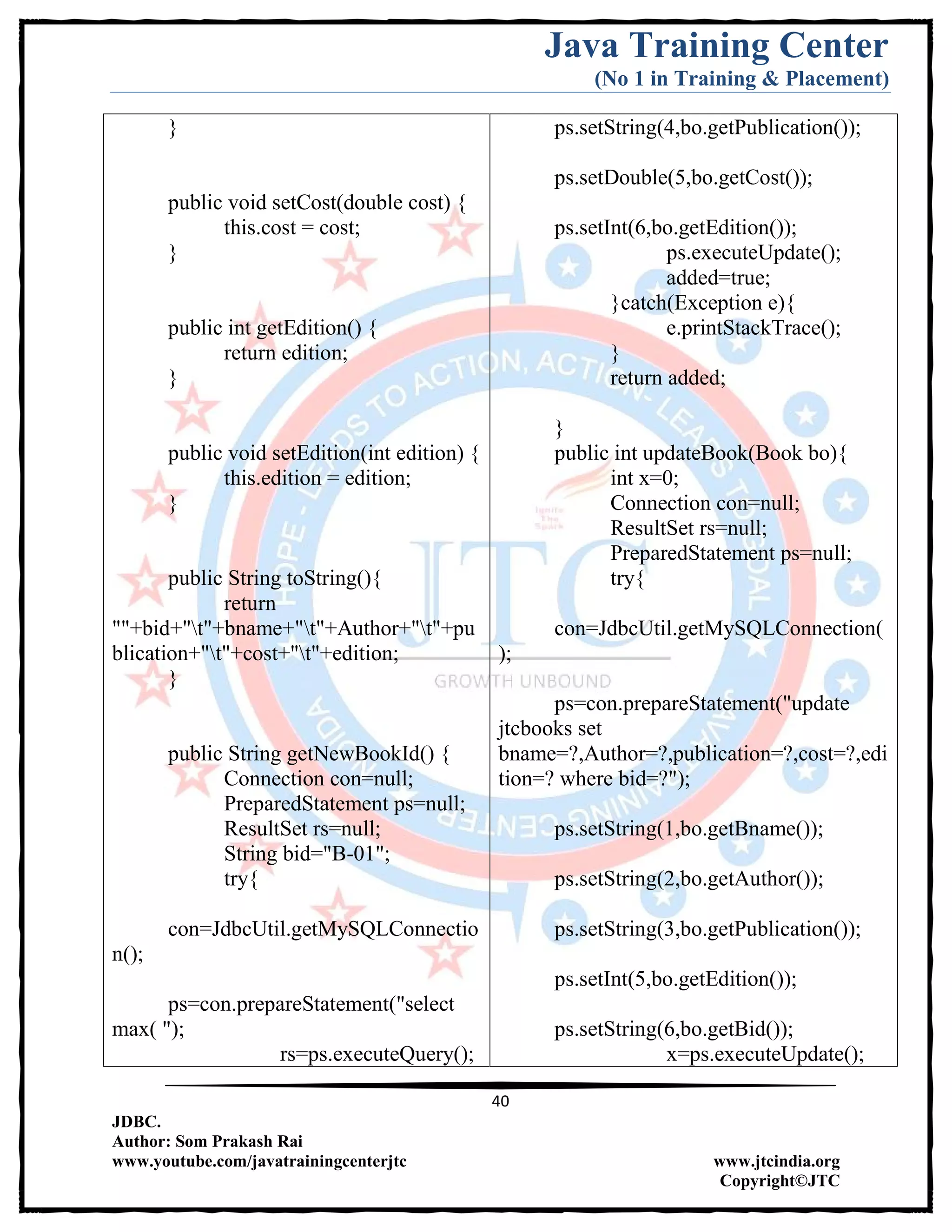 Jdbc Complete Notes by Java Training Center (Som Sir) | PDF