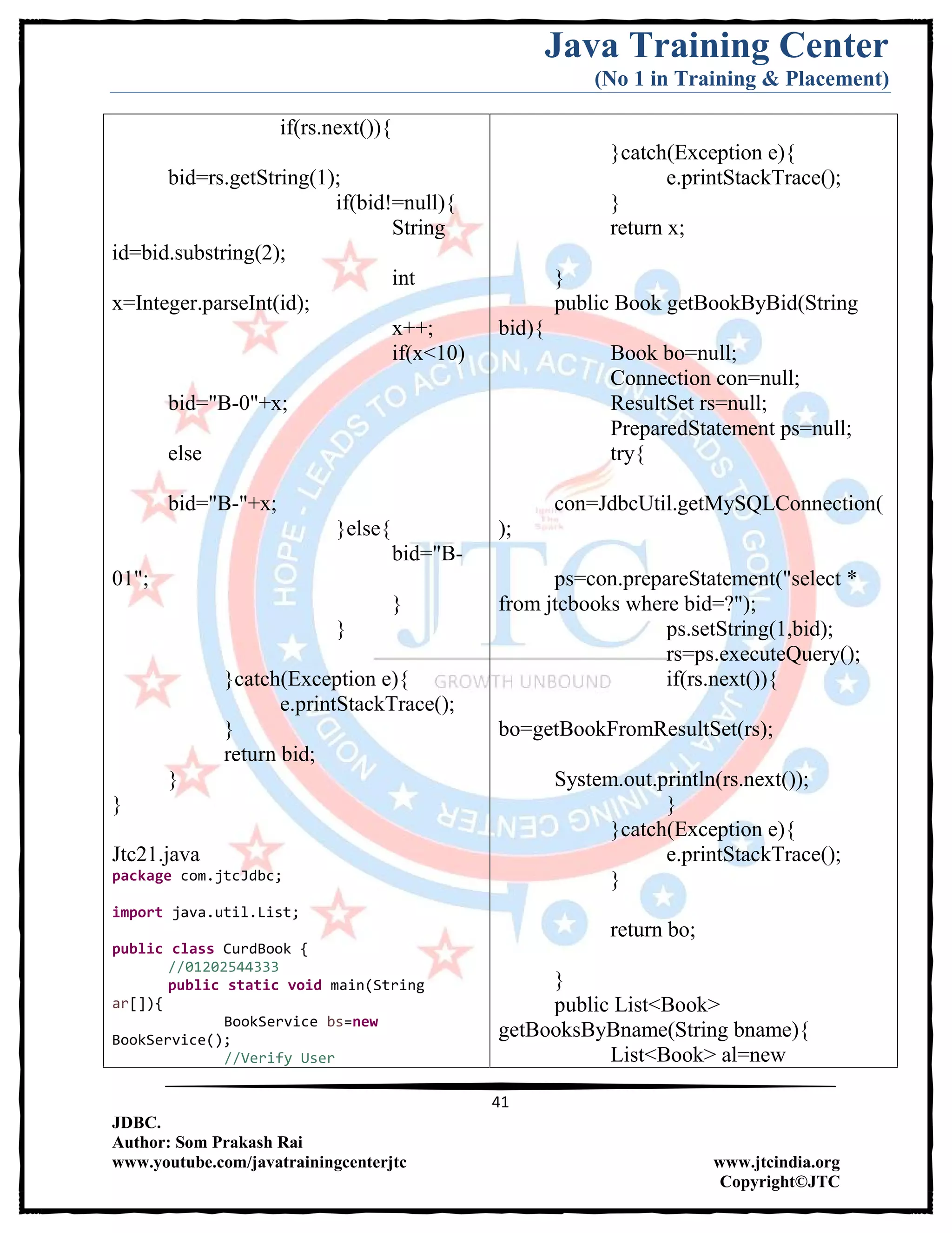 Jdbc Complete Notes by Java Training Center (Som Sir) | PDF