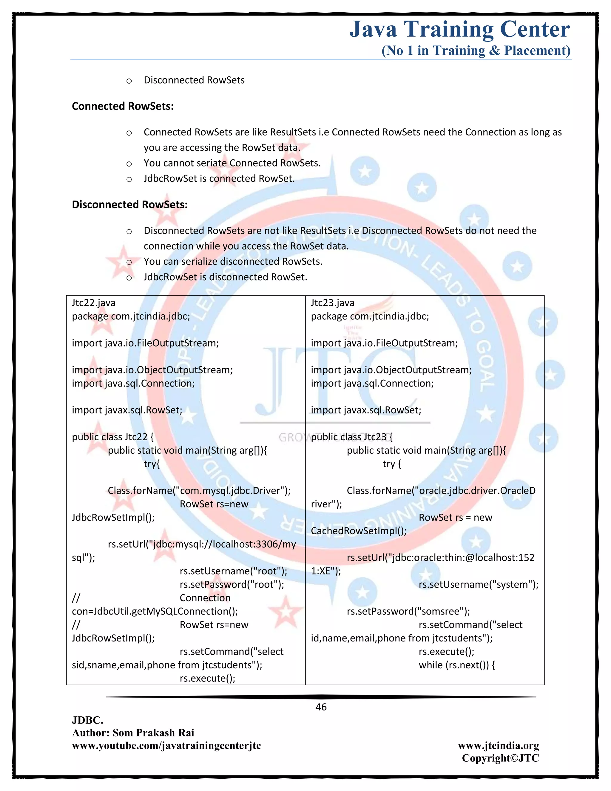 Jdbc Complete Notes by Java Training Center (Som Sir) | PDF | Databases ...