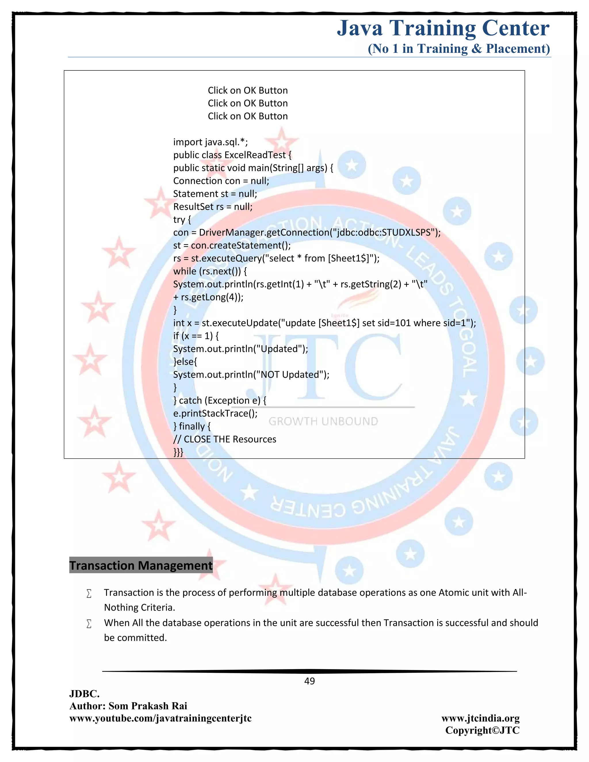 Jdbc Complete Notes by Java Training Center (Som Sir) | PDF | Databases ...