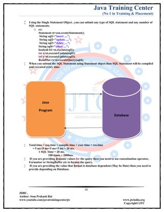 Jdbc Complete Notes by Java Training Center (Som Sir) | PDF