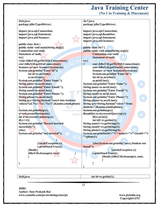 Jdbc Complete Notes by Java Training Center (Som Sir) | PDF | Databases ...