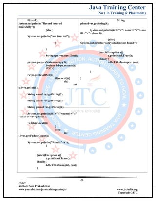Jdbc Complete Notes by Java Training Center (Som Sir) | PDF