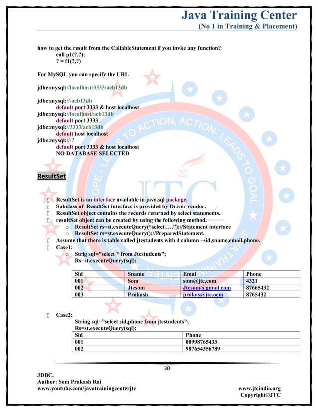 Jdbc Complete Notes by Java Training Center (Som Sir) | PDF | Databases ...