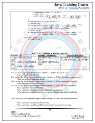 Jdbc Complete Notes by Java Training Center (Som Sir) | PDF
