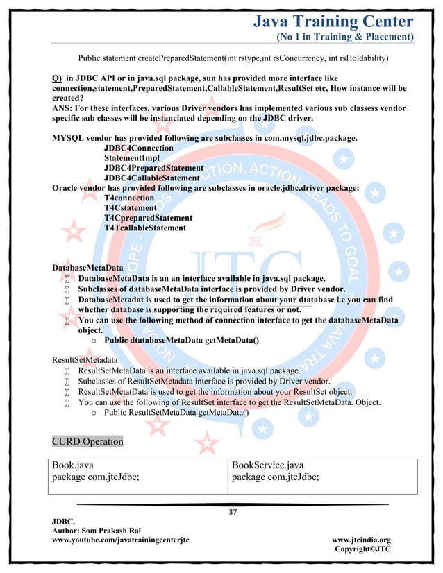 Jdbc Complete Notes by Java Training Center (Som Sir) | PDF | Databases ...