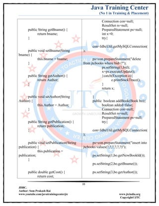 Jdbc Complete Notes by Java Training Center (Som Sir) | PDF