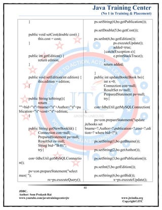Jdbc Complete Notes by Java Training Center (Som Sir) | PDF
