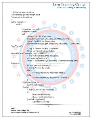 Jdbc Complete Notes by Java Training Center (Som Sir) | PDF