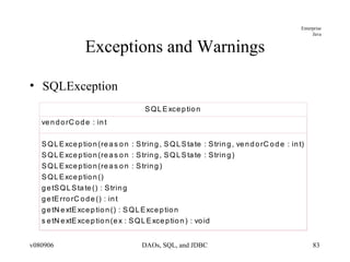 Exceptions and Warnings SQLException 
