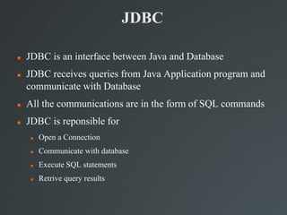 JDBC Presentation with JAVA code Examples.pdf