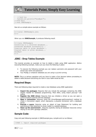 Jdbc Tutorial Pdf