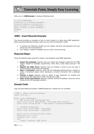Jdbc tutorial | PDF