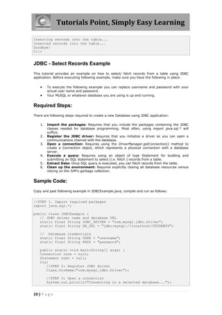 Jdbc tutorial | PDF