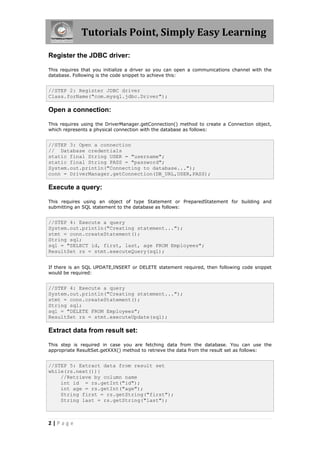 Jdbc tutorial | PDF