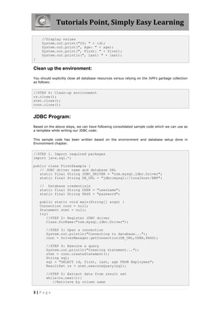 Jdbc tutorial | PDF