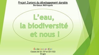 École Arc en Ciel
Classes de GS /CP et CE1/CE2
Bruges
Projet Juniors du développement durable
Bordeaux Métropole
 