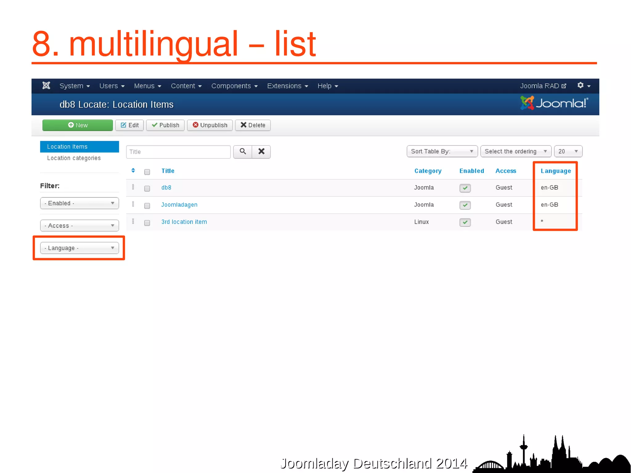 8. multilingual – list 
JJoooommllaaddaayy DDeeuuttsscchhllaanndd 22001144 
 