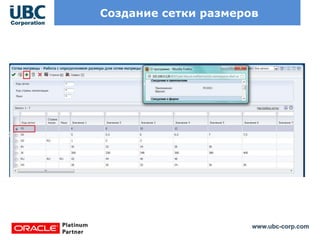 www.ubc-corp.com
Создание сетки размеров
 