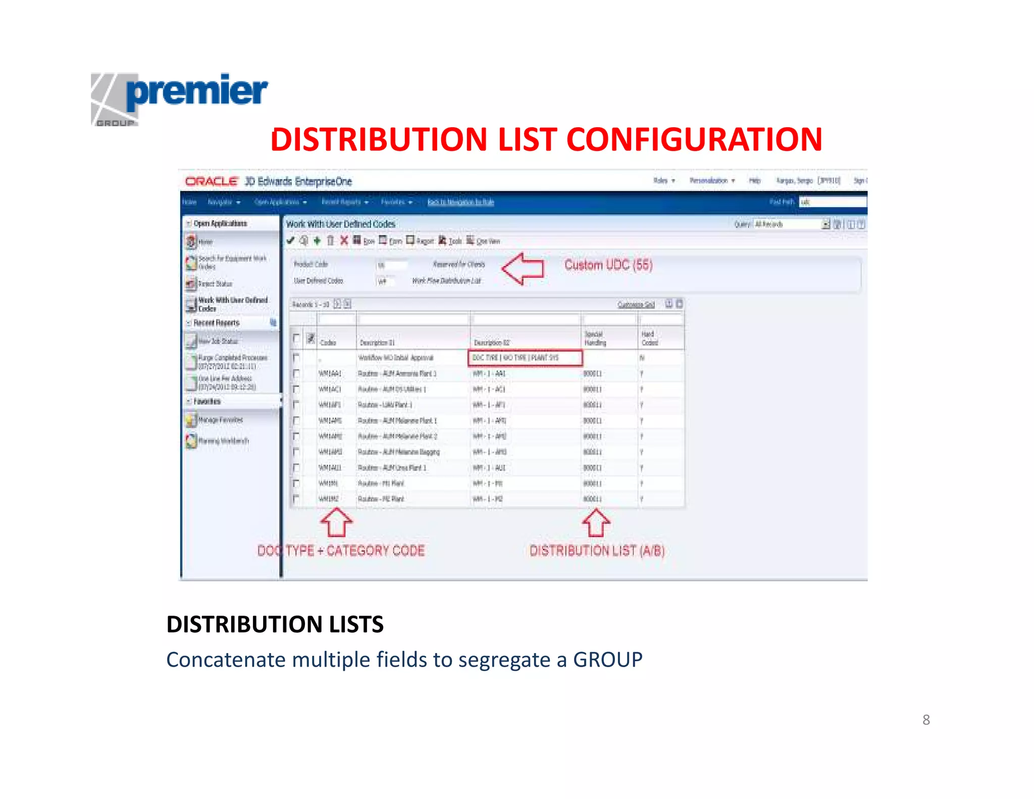 DISTRIBUTION LIST CONFIGURATION

DISTRIBUTION LISTS
Concatenate multiple fields to segregate a GROUP
8

 