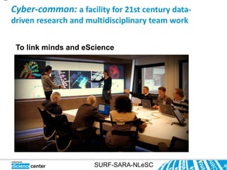 Cyber-common: a facility for 21st century data-
driven research and multidisciplinary team work
     The key to scientific questions y!
 To link minds and eScience




                      SURF-SARA-NLeSC
 