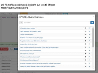 11/09/2015
De nombreux exemples existent sur le site officiel
https://query.wikidata.org
 