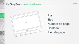 4
Un StoryBoard pour positionner
« 34 »
Plan
Titre
Numéro de page
Contenu
Pied de page
 
