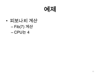예제피보나치 계산Fib(7) 계산CPU는 411