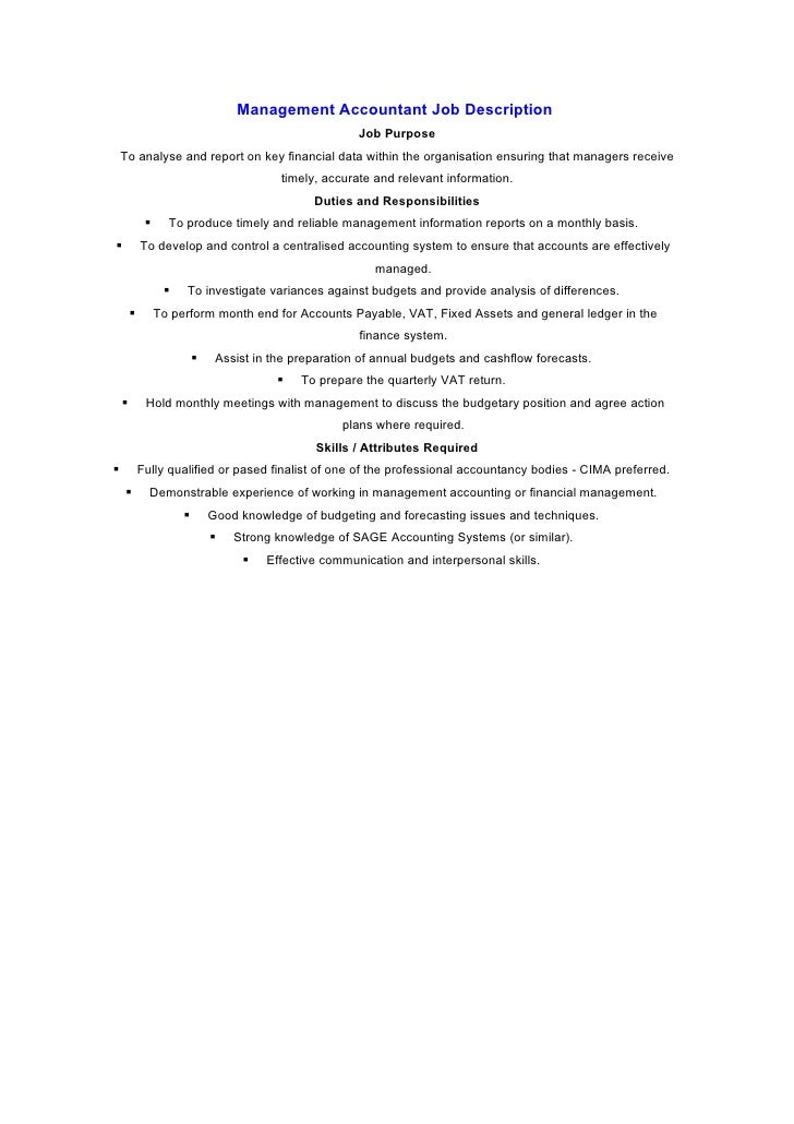 j d management accountant job description property accountant job description