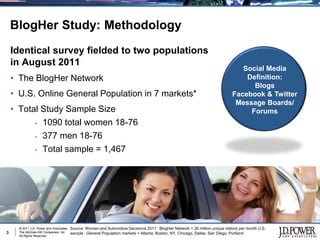 BlogHer Study: Methodology
    Identical survey fielded to two populations
    in August 2011
                            ...
