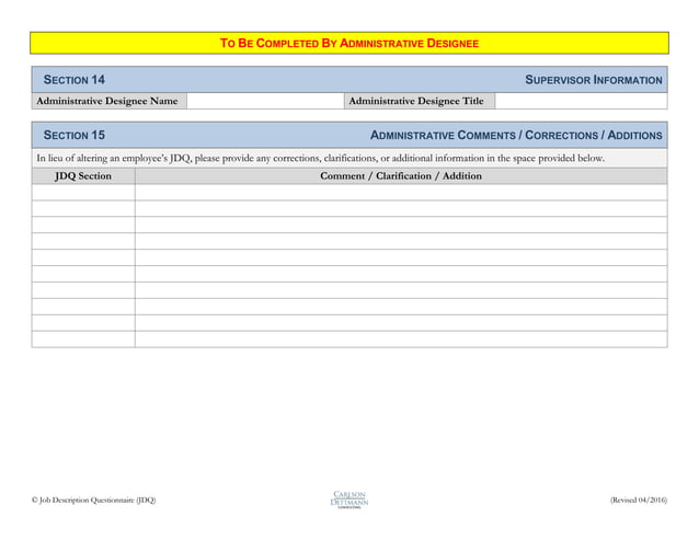 Job Description Update questionnaires to | PPT