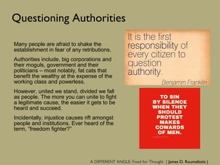 A DIFFERENT ANGLE: Food for Thought - Lifelong Manifesto In Slides