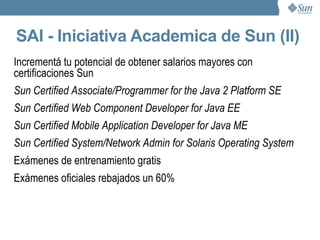 Aprender Java en la web Sun's Java Tutorials http://java.sun.com/docs/books/tutorial/ Learning Connection http://learningconnection.sun.com Java Passion http://www.javapassion.com/ 
