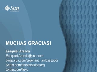 SAI - Iniciativa Academica de Sun Entrenamiento  GRATIS  vía web de  Java TM ,  Solaris TM  y más. Página de la iniciativa:  http://ar.sun.com/training/sai/index.jsp Cursos en:  http://sailearningconnection.skillport.com/ Program name:  SAI-Argentina Program ID:  tbwg1fq8 