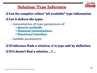 EclipseCon NA 2014 | JDT Embraces Lambda Expressions
22
 