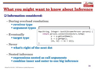 EclipseCon NA 2014 | JDT Embraces Lambda Expressions
26
 