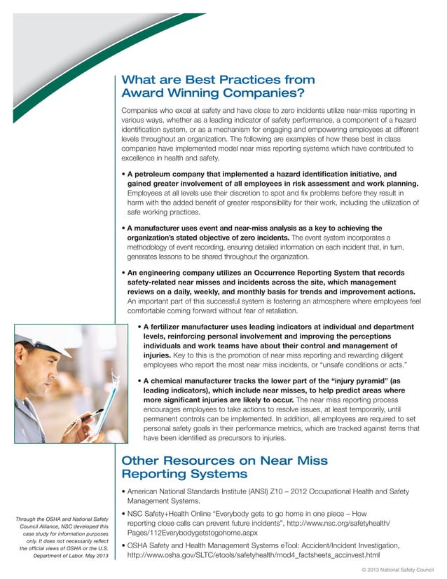 OSHA and National Safety Council What is a Near Miss?