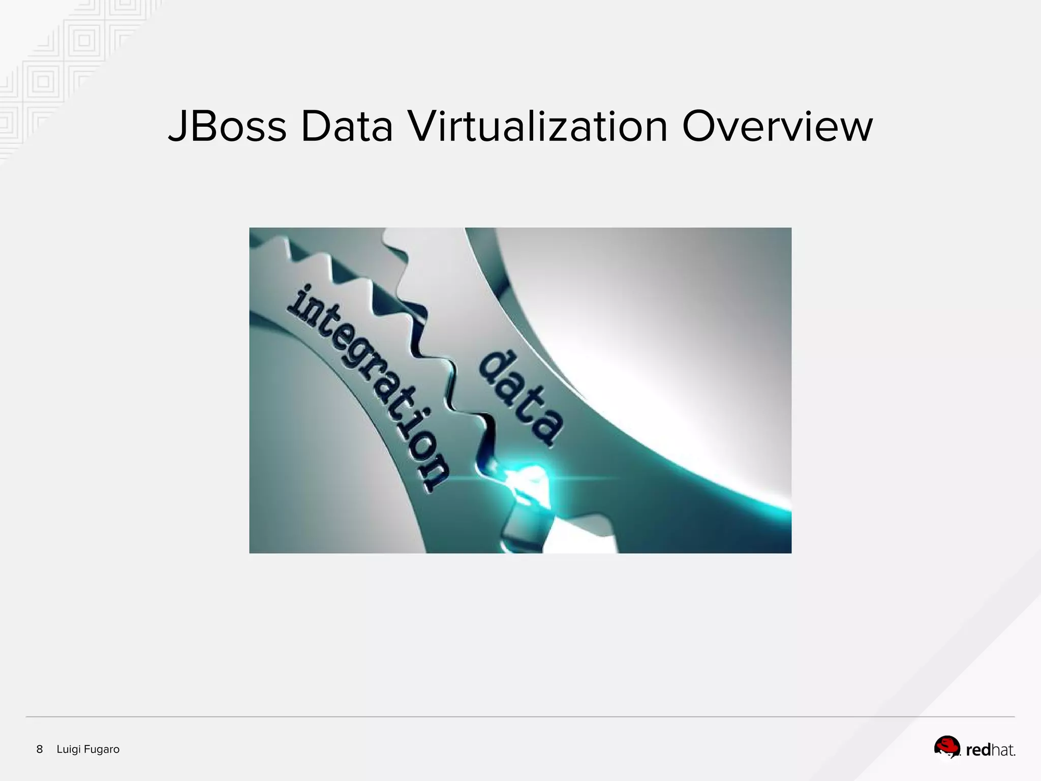 Luigi Fugaro8
JBoss Data Virtualization Overview
Data Integration
 