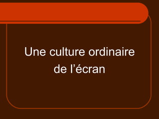 Une culture ordinaire de l’écran 