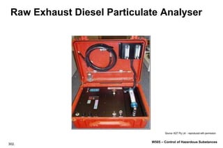 302.
W505 – Control of Hazardous Substances
Raw Exhaust Diesel Particulate Analyser
Source: AQT Pty Ltd - reproduced with permission
 
