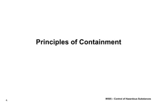 4.
W505 – Control of Hazardous Substances
Principles of Containment
 