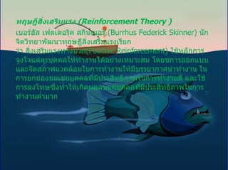 ????????????????? ? (Reinforcement?Theory ) ???????? ????????? ????????? ? (Burrhus Federick Skinner)? ????????????????????????????????????????? ? ?????????????????? (Positive Reinforcement)? ???????????????????????????????????????????????? ? ????????????????????????????????????????????????????????????? ? ????????????????????????????????????????????????? ? ??????????????????????????????????????????????????????????????????????? 